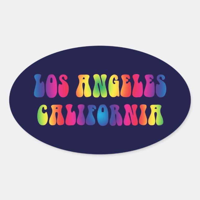Adesivo Oval Los Angeles CA 60s TieDye Stickers (Frente)