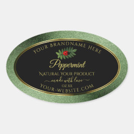 Adesivo Oval Lótulos de produto preto brilhante preto Escuro La