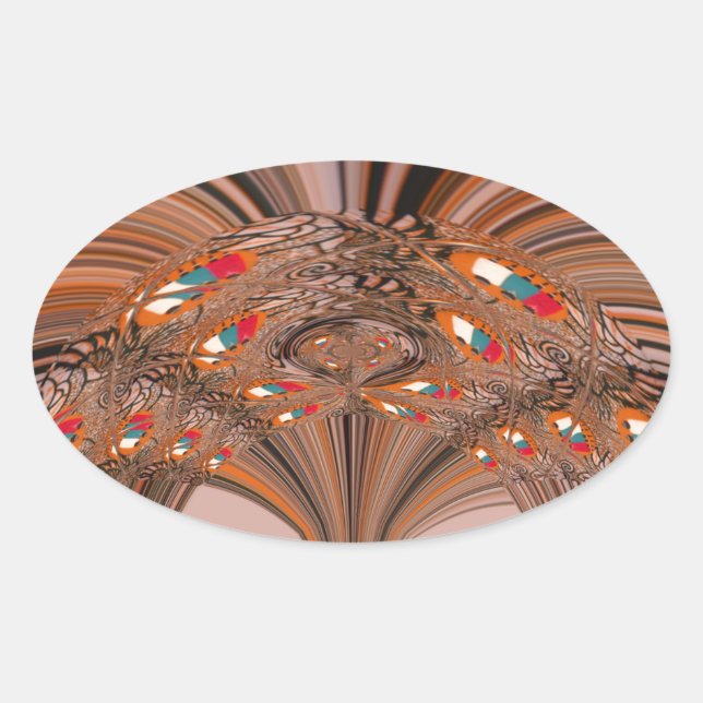 Adesivo Oval Loura-africana Caleidoscópio Impressão (Frente)