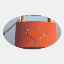 Adesivo Oval Love Heart Padlock