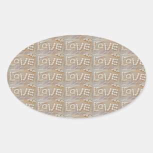 Adesivo Oval Love Heart Sea Shell Beach Hearts Seashells Summer