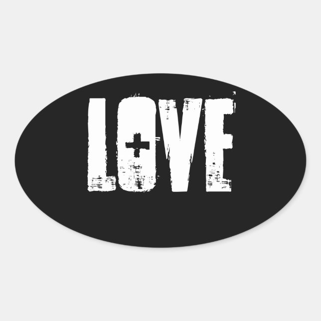 Adesivo Oval Love Sticker - Preto (Frente)