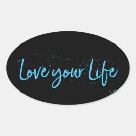 Adesivo Oval Love-you-Life-Typografia-blue