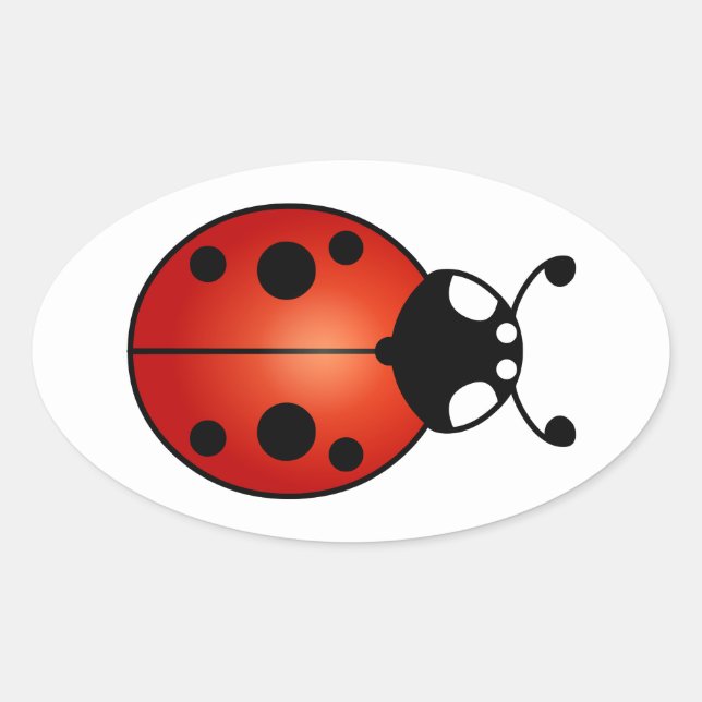 Adesivo Oval Lucky Ladybug Ladybird Beetle (Frente)