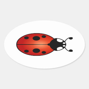 Adesivo Oval Lucky Ladybug Ladybird Beetle