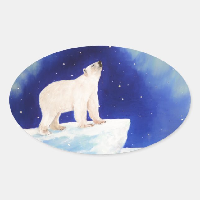 Adesivo Oval Luzes polares (Frente)