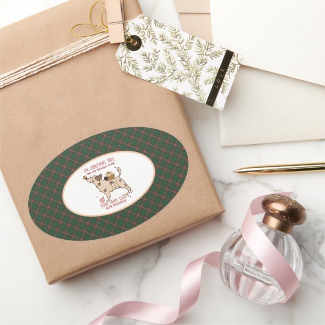 Adesivo Oval MacKinnon Hunting  Scottish Tartan Christmas (Presentear)