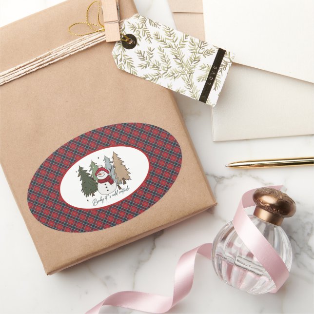 Adesivo Oval MacTavish Modern  Scottish Tartan Christmas (Presentear)