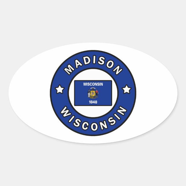 Adesivo Oval Madison Wisconsin (Frente)
