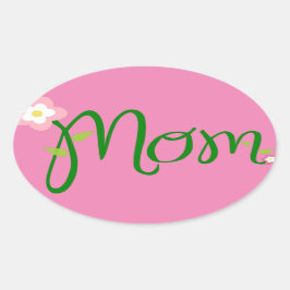 Adesivo Oval mãe-texto-flor-fonte-mãe