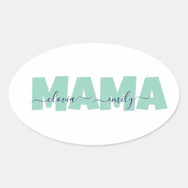 Adesivo Oval Mama Customized children name (Frente)