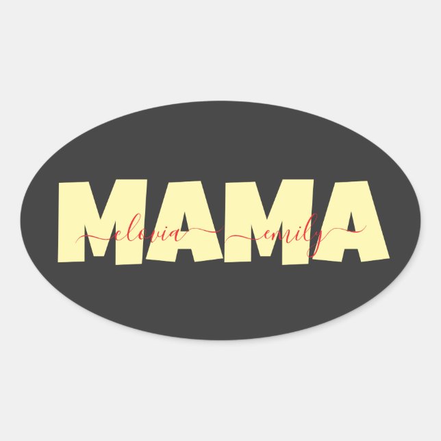 Adesivo Oval Mama Customized children name (Frente)