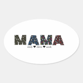 Adesivo Oval Mama Dog cat paw custom names