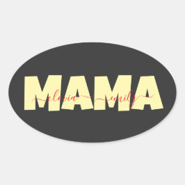 Adesivo Oval Mama nome das crianças personalizado