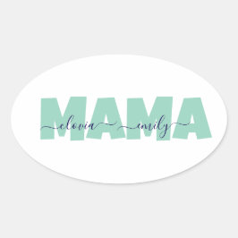 Adesivo Oval Mama nome personalizado das crianças