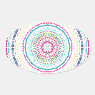 Adesivo Oval mandala colorida