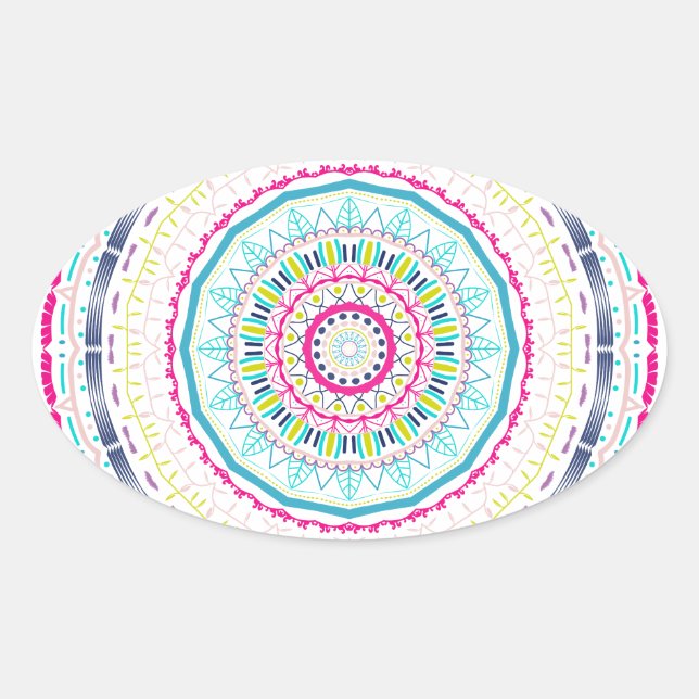 Adesivo Oval mandala colorida (Frente)