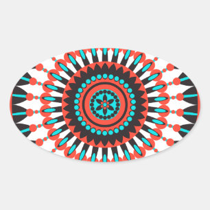 Adesivo Oval Mandala do nativo americano