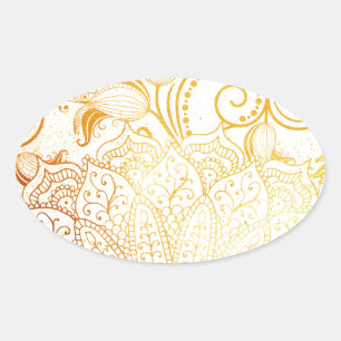 Adesivo Oval Mandala - escova dourada