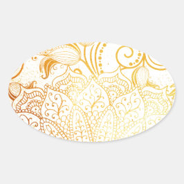 Adesivo Oval Mandala - pincel de Ouro