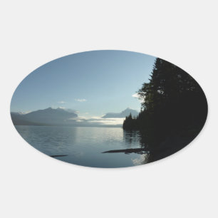 Adesivo Oval Manhã no Lago McDonald no Parque Nacional Glacier
