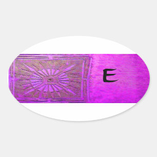 Adesivo Oval MANHÃ STAR MONOGRAMA, violeta rosa, roxo