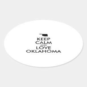 Adesivo Oval Manter calmo e amar OKLAHOMA personalizável