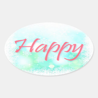 Adesivo Oval Mantra Stickers Happy, Healthy, Sábio, Wealthy