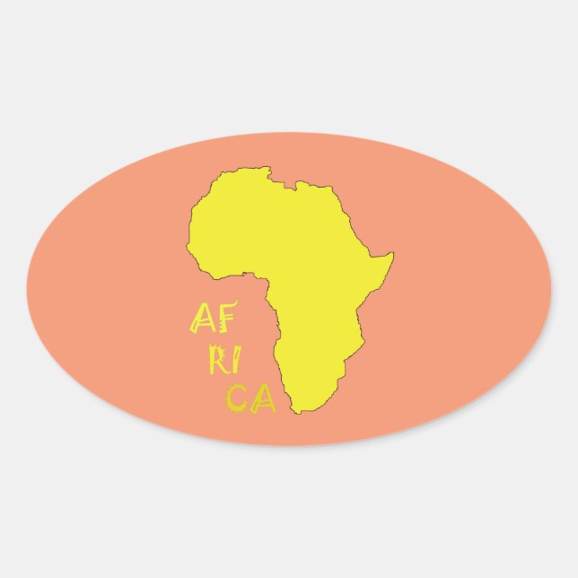 Adesivo Oval Mapa Africano Amarelo Funky (Frente)