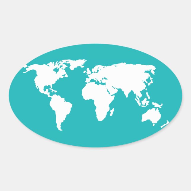 Adesivo Oval mapa azul turquesa (Frente)