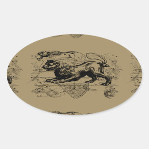 Adesivo Oval Mapa Constelado de Leo Hevelius por volta de 1690