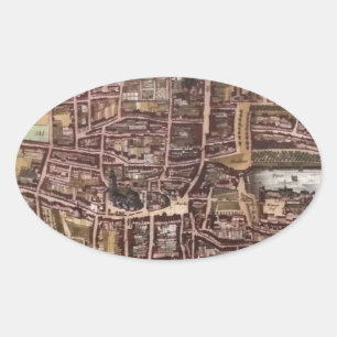 Adesivo Oval Mapa da cidade da réplica de Haia 1649