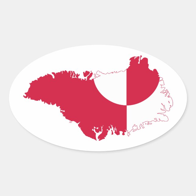 Adesivo Oval Mapa de Sinalizador da Gronelândia GL (Frente)