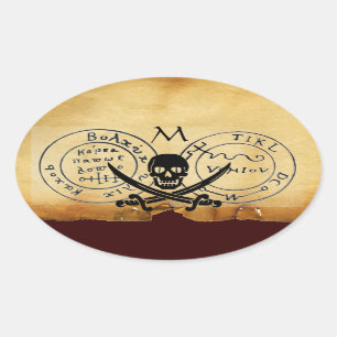 ADESIVO OVAL MAPA DE TESOURARIA ANTIGO TALISMAN/PIRATAS