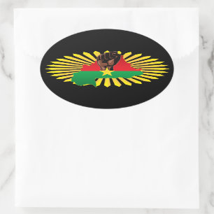 Adesivo Oval Mapa do Burkina Faso, Bandeira e Resistência à Rev