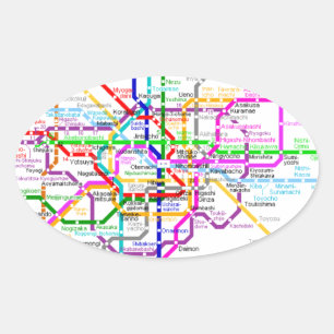 Adesivo Oval Mapa do metro de Tokyo Japão