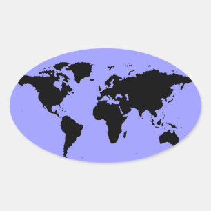 Adesivo Oval mapa gráfico mundial preto