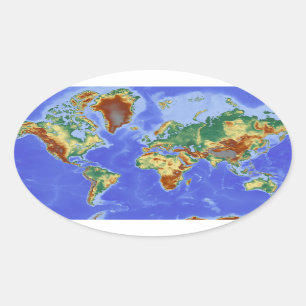 Adesivo Oval Mapa Internacional da Geografia Mundial