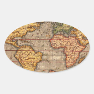 Adesivo Oval Mapa Mundial Antiquado