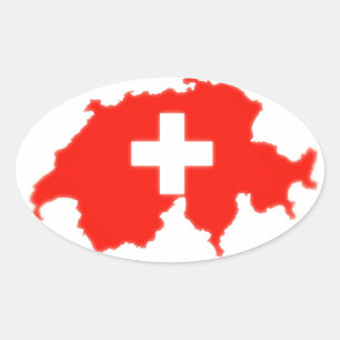 Adesivo Oval Mapa suíço da bandeira