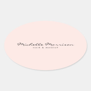 Adesivo Oval Maquiagem Rosa Vintage e Beleza Personalizadas