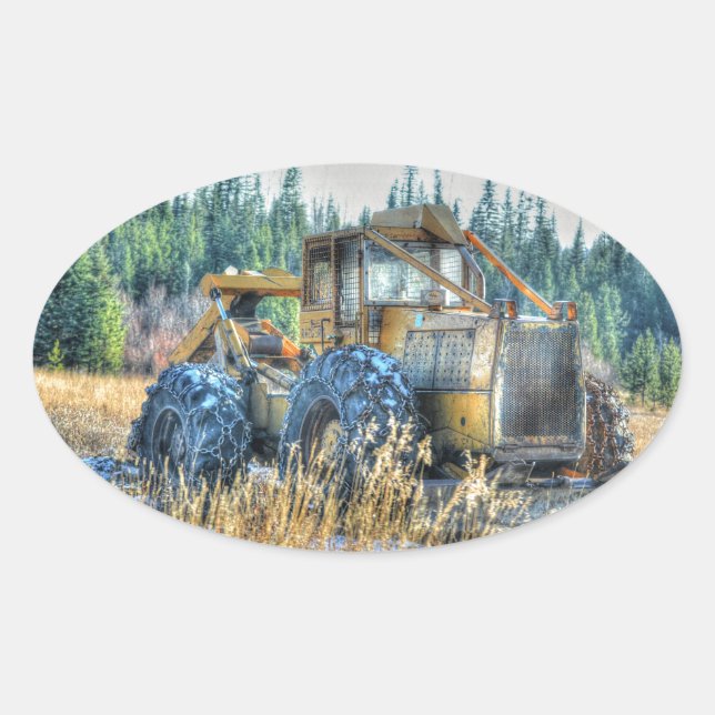 Adesivo Oval Máquinas De fazenda, Trator, Anel Traseiro, Veícul (Frente)