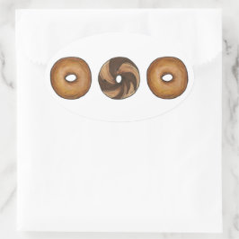 Adesivo Oval Marble Rye Plain Bagels Breakfast Brunch NYC Deli