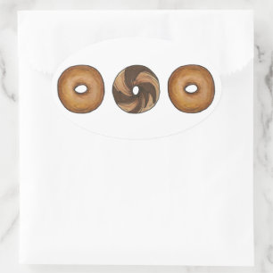 Adesivo Oval Marble Rye Plain Bagels Breakfast Brunch NYC Deli
