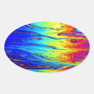 Adesivo Oval Marbled Rainbow Trabalho de arte Belo
