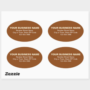 Adesivo Oval Marca de negócios de texto simples mínima em Brown