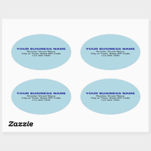 Adesivo Oval Marca de negócios de texto simples mínimo em azul