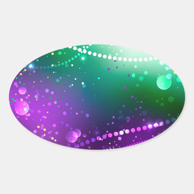 Adesivo Oval Mardi Gras Festivo Purple Background (Frente)