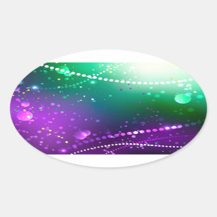 Adesivo Oval Mardi Gras Festivo Purple Background
