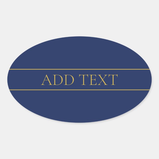 Adesivo Oval Marinho Azul e Nome Dourado Sobrenome ou Empresa (Frente)